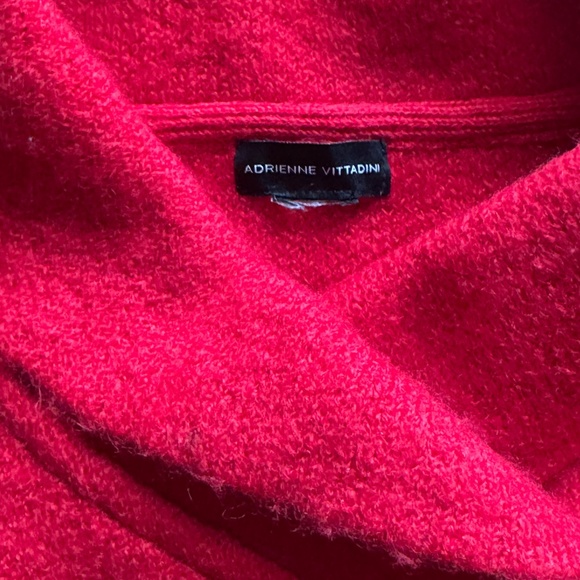 Adrienne Vittani Red Cowl Neck Cropped Marilyn Sweater with Statement Button - Picture 5 of 7